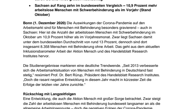 Inklusionsbarometer Arbeit / Sachsen