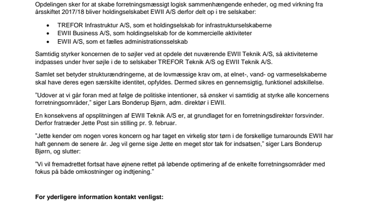 Strukturændringer i EWII på plads