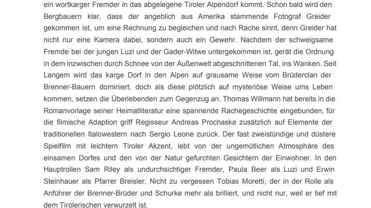 Das finstere Tal - Italowestern made in Südtirol