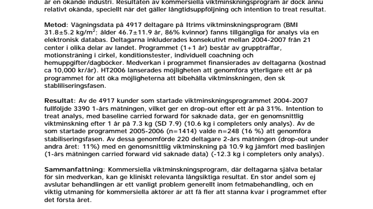 Itrim Fördjupad beskrivning - Abstract Läkarstämman 2009
