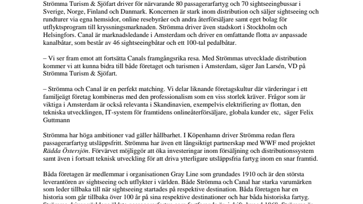 Strömma förvärvar Amsterdams ledande sightseeingaktör
