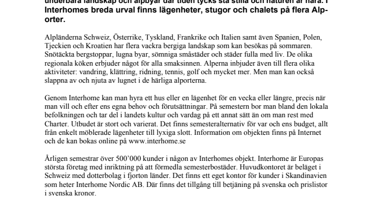 Ta till Alperna med Interhome även på sommaren