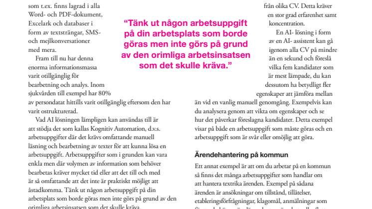Ny teknologi skapar nya möjligheter med texter - Utdrag ur Arkiv Information Teknik, nr. 1 2019