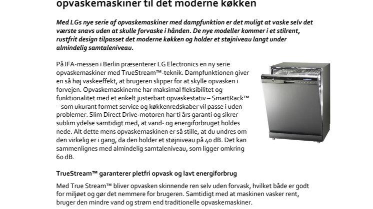 Renere med damp – LG lancerer nye opvaskemaskiner til det moderne køkken