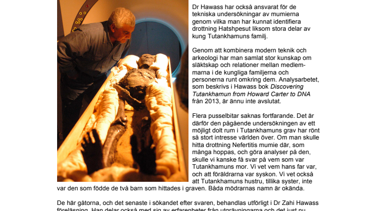 Känd epyptolog presenterar det senaste i sökandet efter Nefertiti