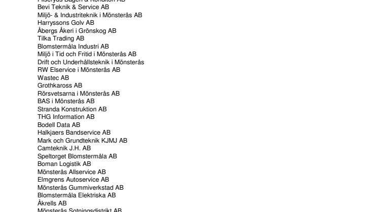 Företagen bakom Bästa Tillväxt 2008 Mönsterås kommun.