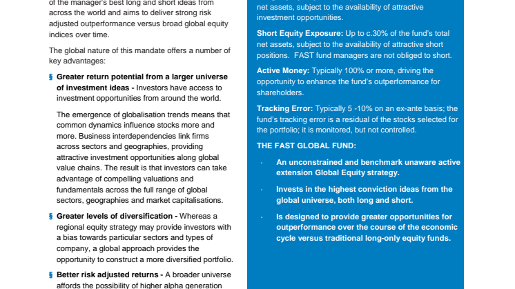 FIDELITY ADDS FAST GLOBAL FUND TO ACTIVE EXTENSION RANGE