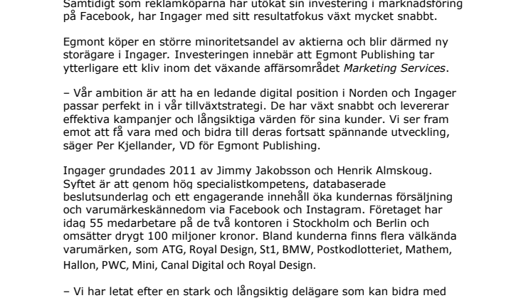 Egmont investerar i Sveriges största Facebook-byrå 