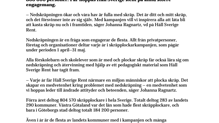 Hundratusentals deltar i aktion mot skräp