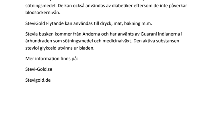 Naturlig sötma / Flytande Stevia