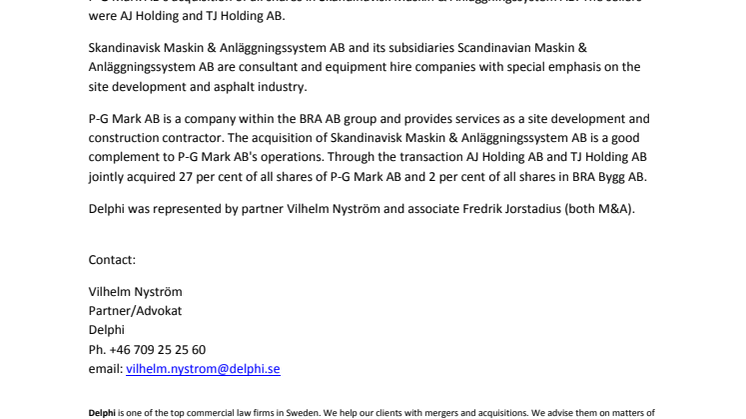 Delphi advised BRA on acquisition