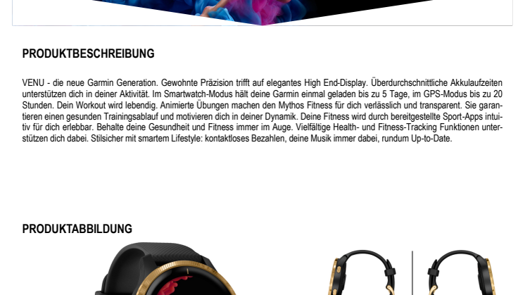 Datenblatt Garmin venu UH