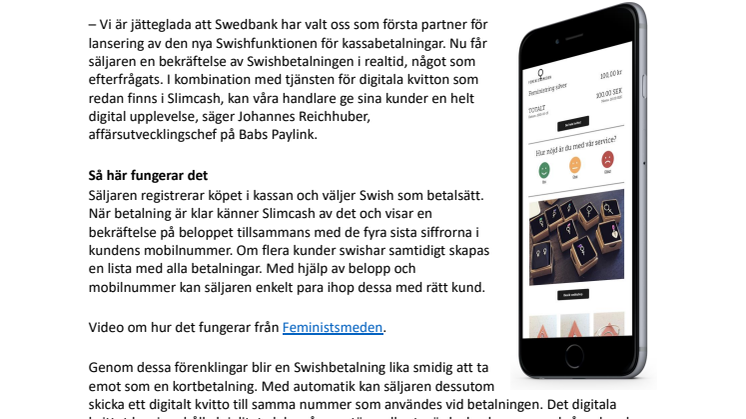 Babs Paylink och Findity gör det enklare att ta betalt med Swish