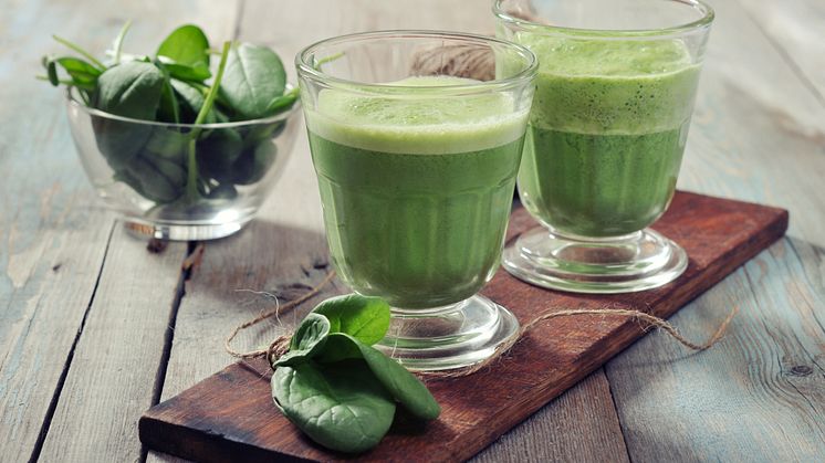 Forskare vid Linköpings universitet har undersökt vilken dryck som är bäst när det gäller att frigöra antioxidanten lutein från spenat i smoothie. Foto: tashka2000/iStock