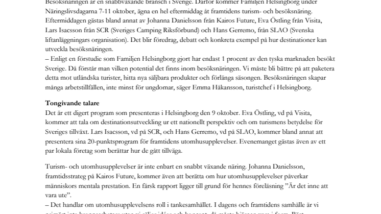 Framtidens utomhusupplevelser diskuteras i Helsingborg