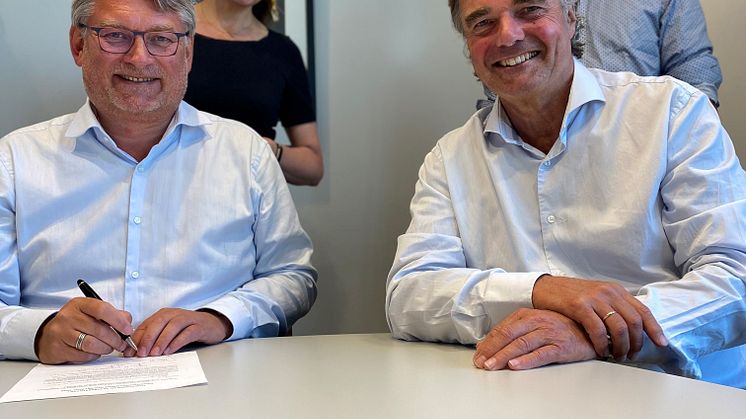 Administrerende direktør Arne Medlien (til venstre) og eiendomsdirektør Gregers Barfod i Mallin Eiendom. Foto: Mallin Eiendom