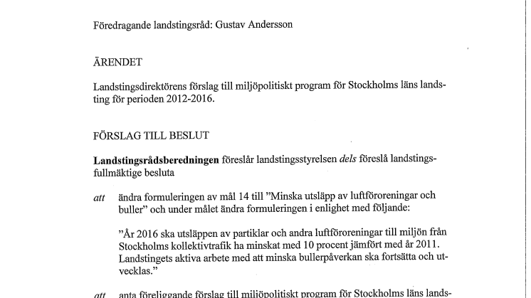 Landstingets nya miljöprogram missar klimatmålen
