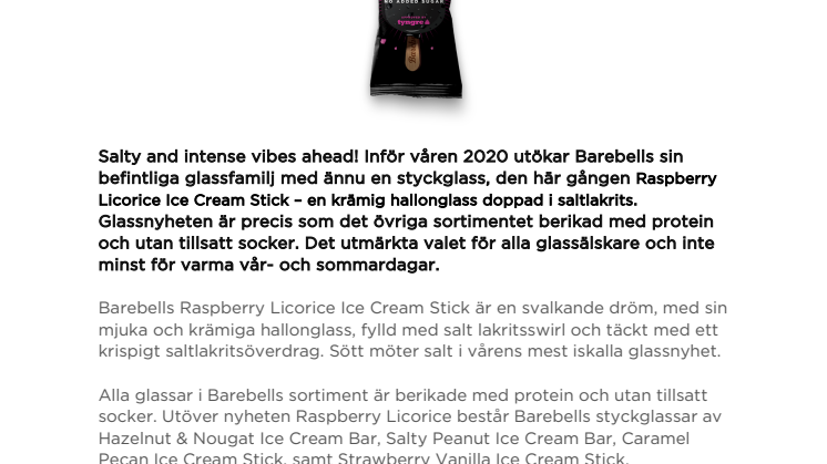 Vårens iskalla nyhet från Barebells - proteinglass utan tillsatt socker