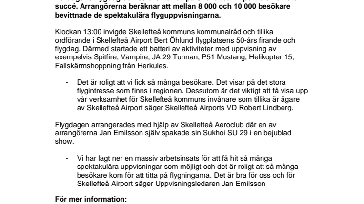 Över 8 000 personer firade Skellefteå Airports 50 års jubileum