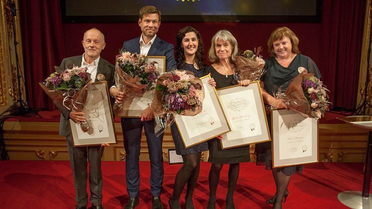 Vinnarna Bosse Lindquist, Niklas Orrenius, Negra Efendić, Karin Thunberg och Helena Bengtsson