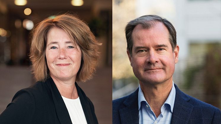 Johanna Frelin, vd för Riksbyggen och Mårten Lilja, vice vd på Riksbyggen och chef för affärsområde Bostad.