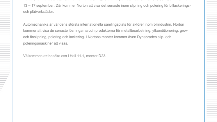 Norton ställer ut på Automechanika 2016