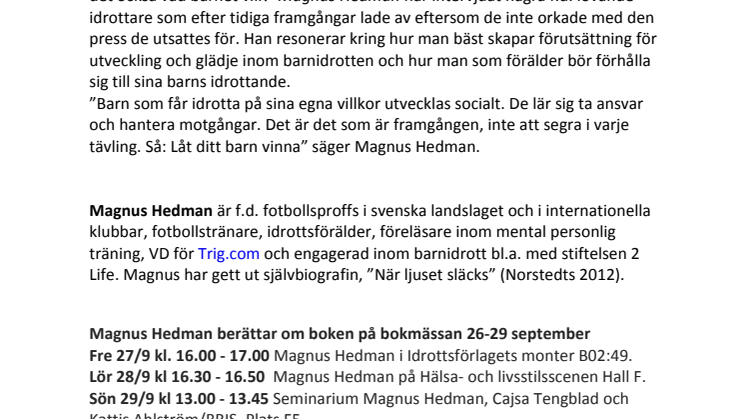 Magnus Hedman aktuell med ny bok – Låt ditt barn vinna