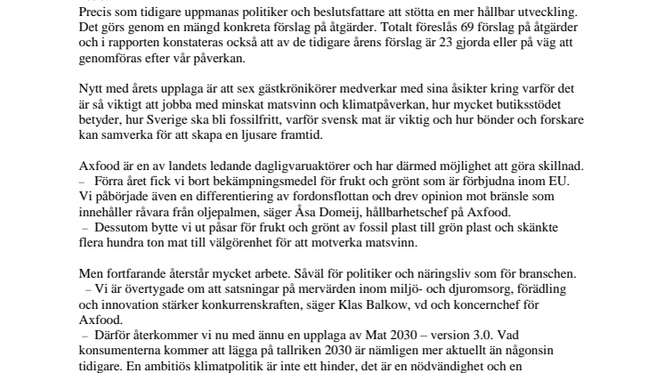 69 förslag till hållbar livsmedelsstrategi