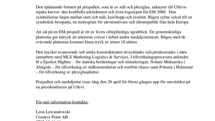 Leon Lewandowski bakom design av prispallen till EM i friidrott 2006