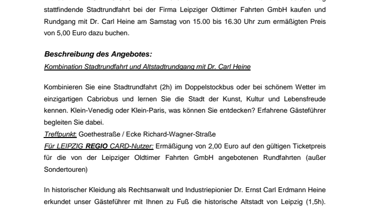 Aktionsangebot Leipziger Oldtimer Fahrten GmbH 24.05.2014