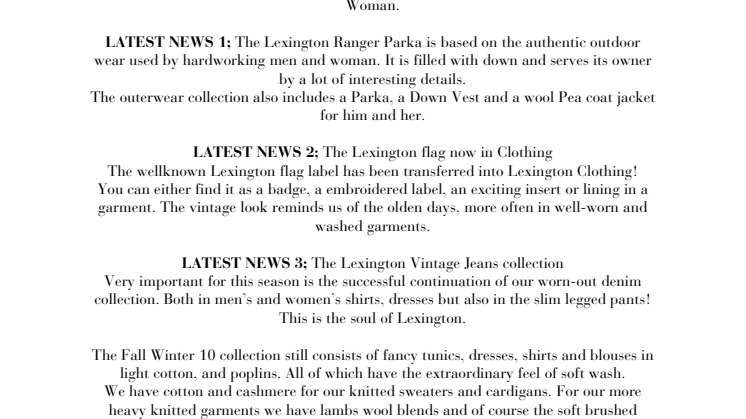 Lexington Clothing Co. - Fall/Winter 2010 
