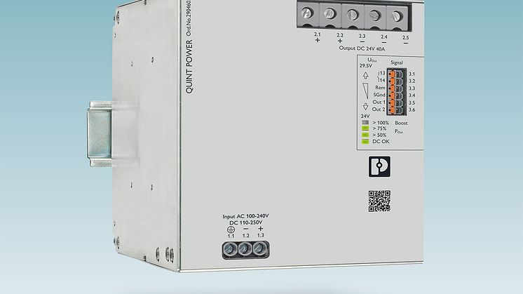De nye Quint Power-strømforsyningene med 40 A utgangsstrøm fra Phoenix Contact er de sterkeste strømforsyningene på markedet.