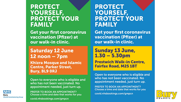 Another two walk-in Covid vax clinics this weekend