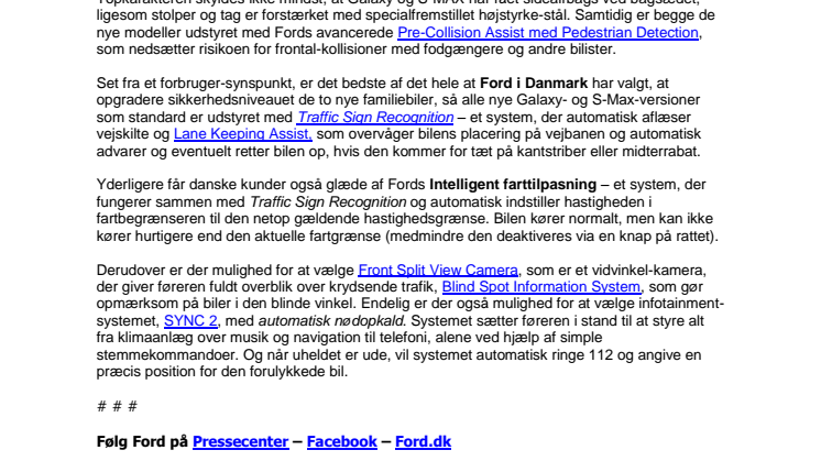 Topkarakter i sikkerhed til Fords populære familiebiler 