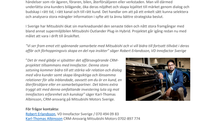 Mitsubishi Motors vill underlätta kundernas bilägande med hjälp av Innofactor