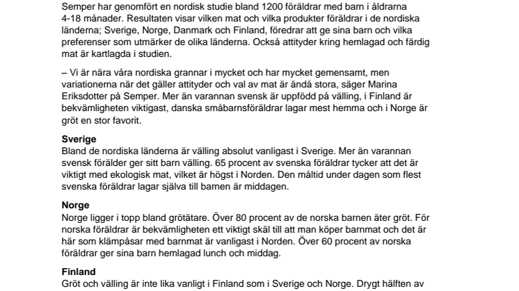 Semper presenterar ny nordisk barnmatsstudie  