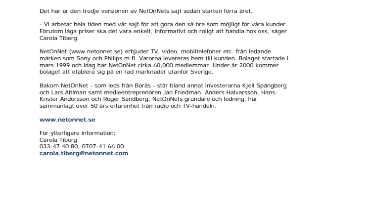 Ny version av NetOnNets Internetbutik