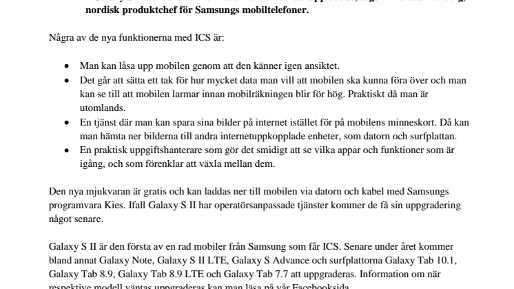 Succémobil i ny kostym: Samsung Galaxy S II uppgraderas till Android 4.0