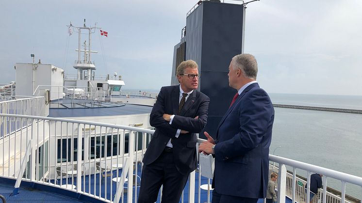 Dr. Bernd Buchholz, Minister für Wirtschaft, Verkehr, Arbeit, Technologie und Tourismus des Landes Schleswig-Holstein und Søren Poulsgaard Jensen, CEO Scandlines.