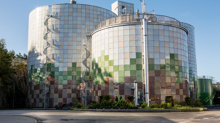 I Gryaabs biogasanläggning rötas slam från avloppsvattnet och då bildas biogas som omvandlas till miljömärkt fordonsbränsle. Foto: Emelie ASplund