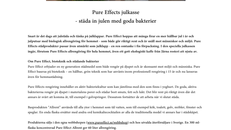 Pure Effects julkasse  - städa in julen med goda bakterier