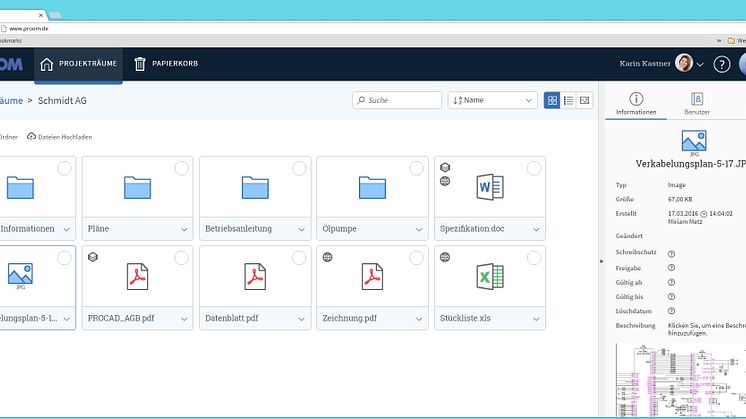 Die Oberfläche von Release 3.0 der Dokumentenaustausch-Plattform PROOM. Abb. PROCAD 