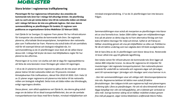Rapport_Stora brister i regionernas trafikplanering_220222 uppdaterad.pdf