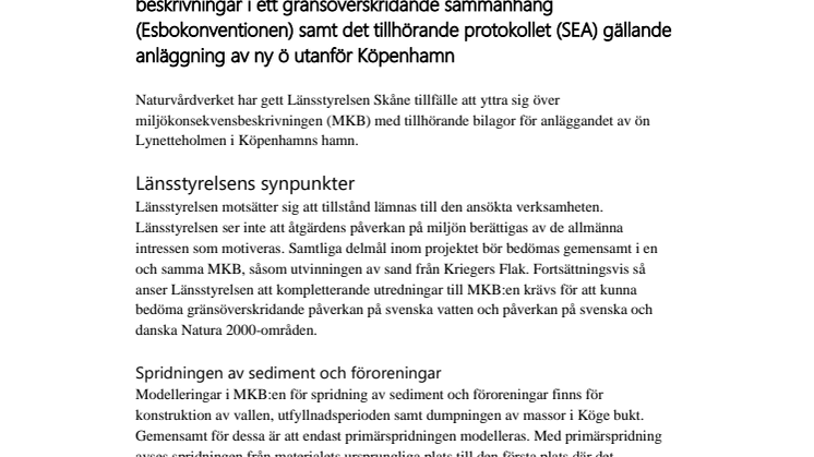 Här kan du läsa Länsstyrelsen Skånes yttrande