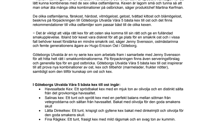 Göteborgs Kex gifter ihop fem av sina bästa ostkex