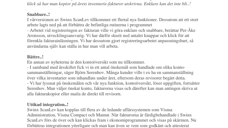 Snabbare, bättre och utökad integration -  Flera nyheter i nya Swinx ScanLev!