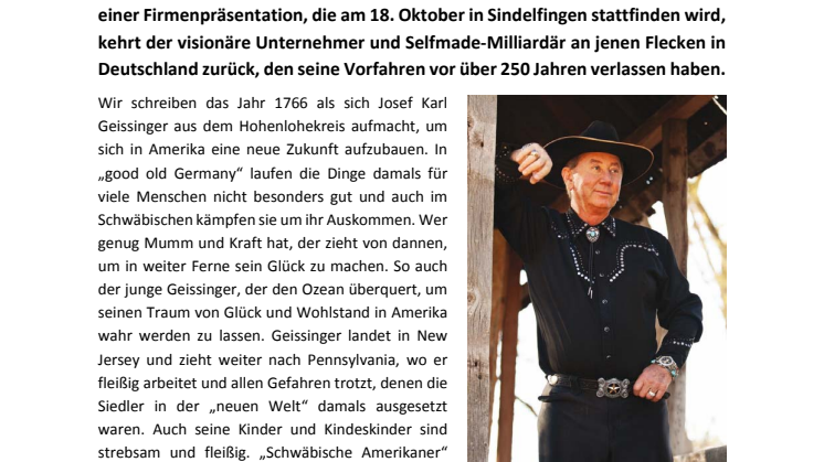 Mit schwäbischen Tugenden den amerikanischen Traum verwirklicht