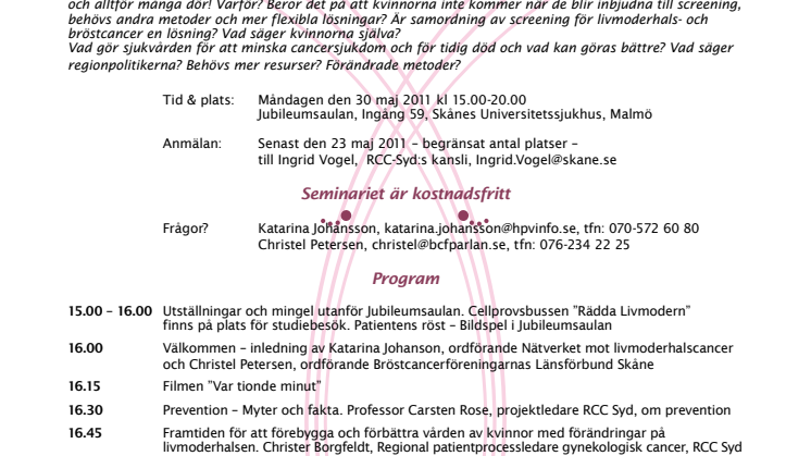 Rädda kvinnan - seminarium om kvinnoprevention 