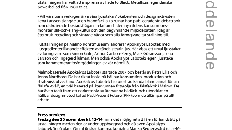 Fade to Black - Ljusstakar från sex sekler gestaltade av Apokalyps Labotek   