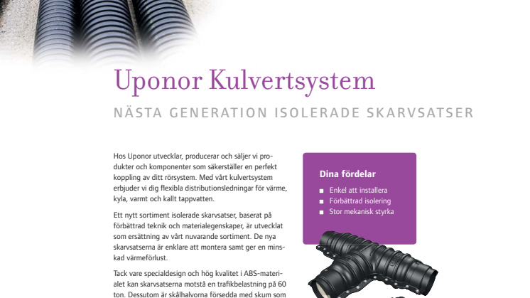 Nästa generation isolerade skarvsatser för kulvert